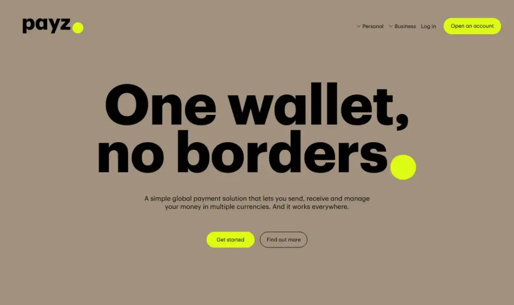 Payz wallet homepage