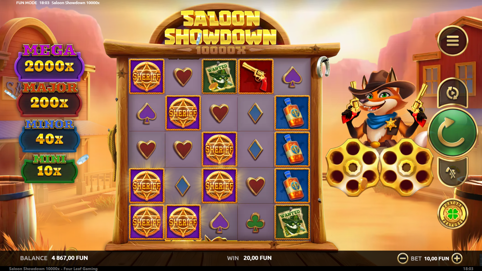Saloon Showdown 10,000x gameplay screenshot