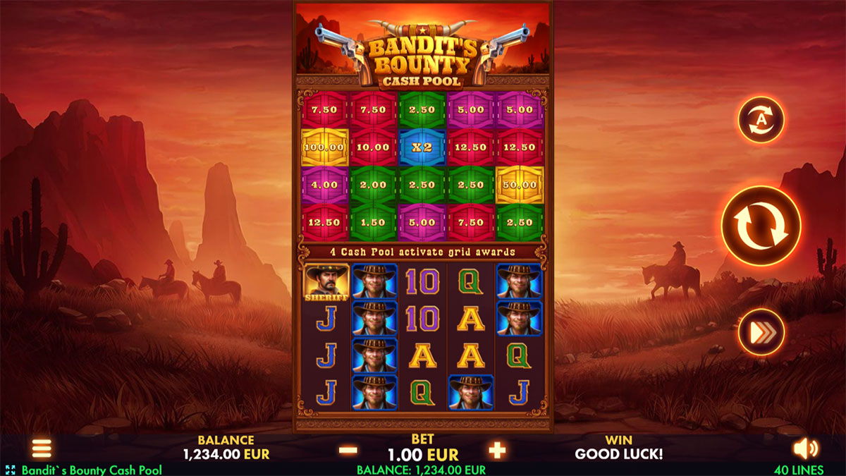Bandits Bounty Cash Pool gameplay screenshot